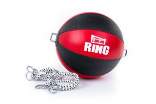 RING SPORT Reflexní boxovací hruška z pravé kůže červeno / černá