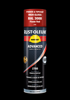 Antikorozní samozákladující barva ve spreji Rust-Oleum Hard Hat® Advanced 2v1 Balení: 500 ml Aerosol Sprej, Barva: RAL3000 červená lesklá/ Flame Red