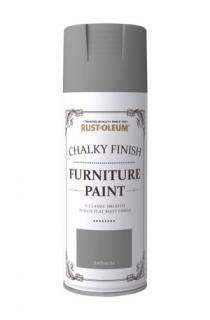 Barva na nábytek ve spreji Rust-Oleum Chalky Finish Furniture Paint, křídový mat, 400 ml Barva: Anthracite / šedá antracitová