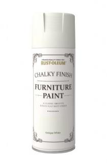 Barva na nábytek ve spreji Rust-Oleum Chalky Finish Furniture Paint, křídový mat, 400 ml Barva: Antique White / antická bílá