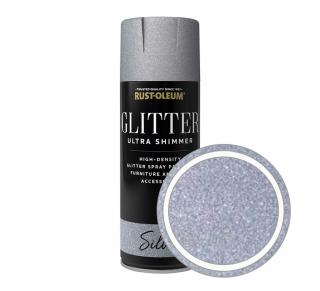 Dekorační barva ve spreji efekt stříbrné třpytky Rust-Oleum Glitter Ultra Shimmer Silver 400 ml