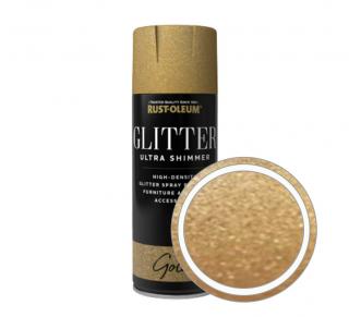 Dekorační barva ve spreji efekt zlaté třpytky Rust-Oleum Glitter Ultra Shimmer Gold 400 ml