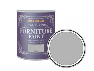 Metalická barva na nábytek Rust-Oleum Metallic Finish Furniture Paint Balení: 125 ml, Barva: Metalická stříbrná