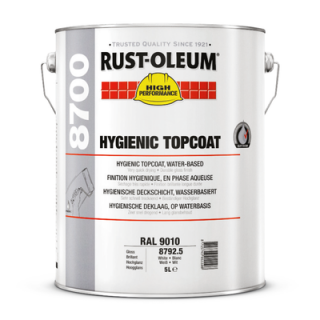 Protiplísňová vodouředitelná vrchní lesklá barva na stěny a stropy Rust-Oleum 8700 WB Hygienic Wall Coating 5 litrů bílá