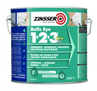 Výkonný univerzální přilnavostní základní nátěr Zinsser Bulls Eye 1-2-3 Plus Balení: 2.5 L