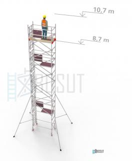 Hliníkové lešení Klasiko - výška 10,7 m (1,8 m x 0,85 m (d/š))