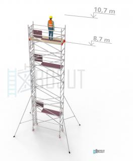 Hliníkové lešení Klasiko - výška 10,7 m (2,5 m x 0,85 m (d/š))