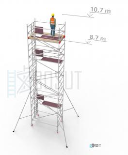 Hliníkové lešení Klasiko - výška 10,7 m (2,5 m x 1,45 m (d/š))