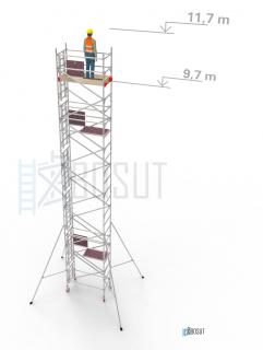 Hliníkové lešení Klasiko - výška 11,7 m (1,8 m x 0,85 m (d/š))