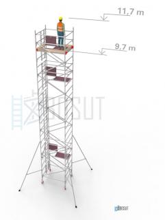 Hliníkové lešení Klasiko - výška 11,7 m (1,8 m x 1,45 m (d/š))