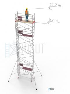 Hliníkové lešení Klasiko - výška 11,7 m (2,5 m x 0,85 m (d/š))