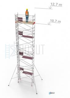 Hliníkové lešení Klasiko - výška 12,7 m (2,5 m x 0,85 m (d/š))