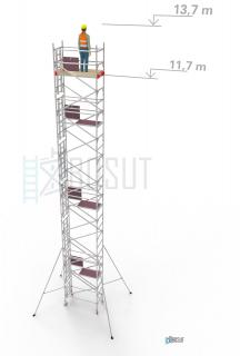 Hliníkové lešení Klasiko - výška 13,7 m (1,8 m x 0,85 m (d/š))