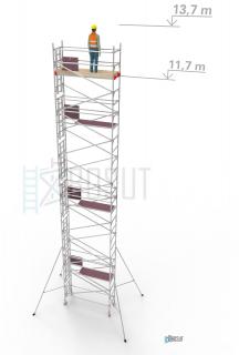 Hliníkové lešení Klasiko - výška 13,7 m (2,5 m x 0,85 m (d/š))