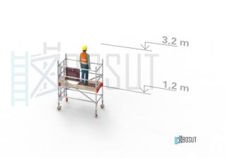 Hliníkové lešení Klasiko - výška 3,2 m (1,8 m x 0,85 m (d/š))