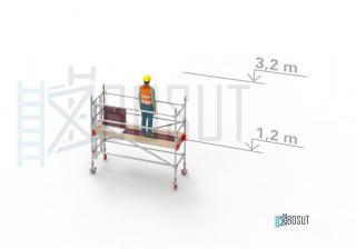 Hliníkové lešení Klasiko - výška 3,2 m (2,5 m x 0,85 m (d/š))