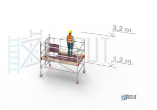 Hliníkové lešení Klasiko - výška 3,2 m (2,5 m x 1,45 m (d/š))