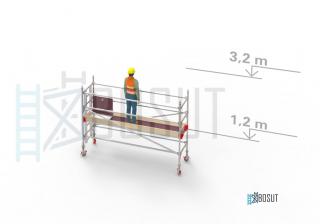 Hliníkové lešení Klasiko - výška 3,2 m (3,2 m x 0,85 m (d/š))