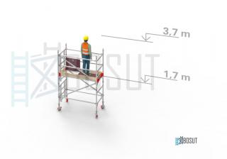 Hliníkové lešení Klasiko - výška 3,7 m (1,8 m x 0,85 m (d/š))