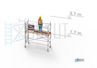 Hliníkové lešení Klasiko - výška 3,7 m (2,5 m x 0,85 m (d/š))