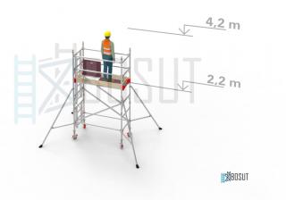 Hliníkové lešení Klasiko - výška 4,2 m (1,8 m x 0,85 m (d/š))