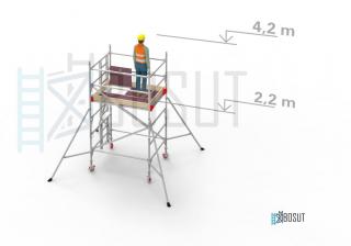 Hliníkové lešení Klasiko - výška 4,2 m (1,8 m x 1,45 m (d/š))