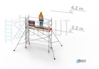 Hliníkové lešení Klasiko - výška 4,2 m (2,5 m x 0,85 m (d/š))