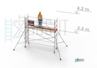 Hliníkové lešení Klasiko - výška 4,2 m (3,2 m x 0,85 m (d/š))