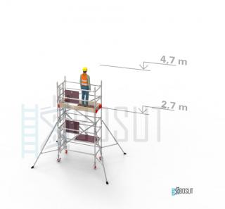 Hliníkové lešení Klasiko - výška 4,7 m (1,8 m x 0,85 m (d/š))