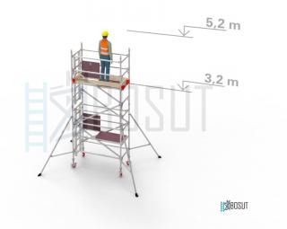 Hliníkové lešení Klasiko - výška 5,2 m (1,8 m x 0,85 m (d/š))