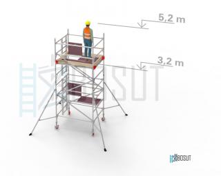 Hliníkové lešení Klasiko - výška 5,2 m (1,8 m x 1,45 m (d/š))