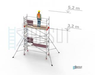 Hliníkové lešení Klasiko - výška 5,2 m (2,5 m x 0,85 m (d/š))