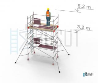 Hliníkové lešení Klasiko - výška 5,2 m (2,5 m x 1,45 m (d/š))