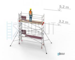 Hliníkové lešení Klasiko - výška 5,2 m (3,2 m x 0,85 m (d/š))