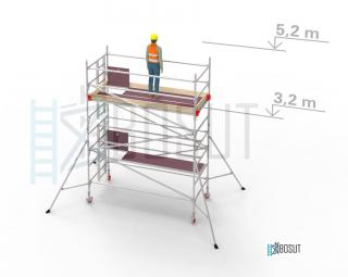 Hliníkové lešení Klasiko - výška 5,2 m (3,2 m x 1,45 m (d/š))