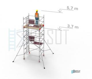 Hliníkové lešení Klasiko - výška 5,7 m (1,8 m x 1,45 m (d/š))