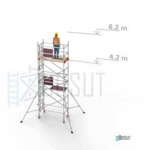 Hliníkové lešení Klasiko - výška 6,2 m (1,8 m x 0,85 m (d/š))