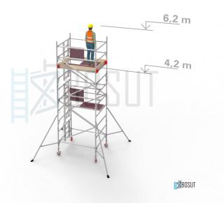 Hliníkové lešení Klasiko - výška 6,2 m (1,8 m x 1,45 m (d/š))
