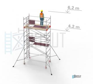 Hliníkové lešení Klasiko - výška 6,2 m (2,5 m x 1,45 m (d/š))