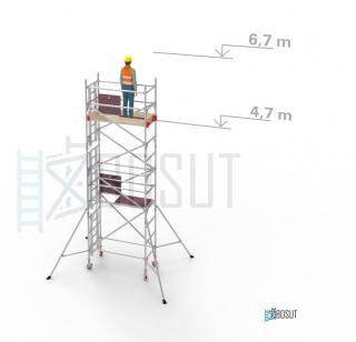 Hliníkové lešení Klasiko - výška 6,7 m (1,8 m x 0,85 m (d/š))