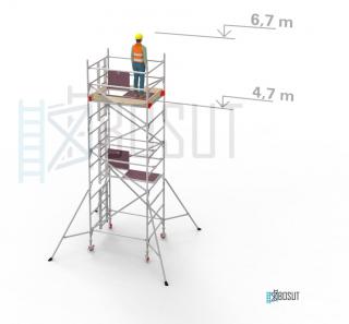 Hliníkové lešení Klasiko - výška 6,7 m (1,8 m x 1,45 m (d/š))