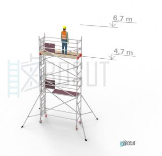 Hliníkové lešení Klasiko - výška 6,7 m (2,5 m x 0,85 m (d/š))