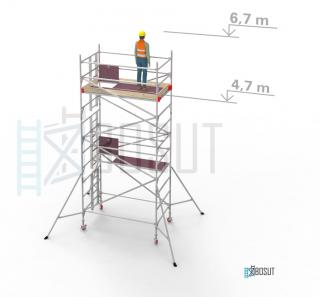 Hliníkové lešení Klasiko - výška 6,7 m (2,5 m x 1,45 m (d/š))