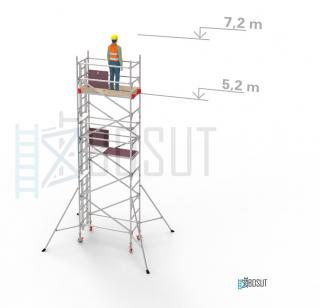 Hliníkové lešení Klasiko - výška 7,2 m (1,8 m x 0,85 m (d/š))