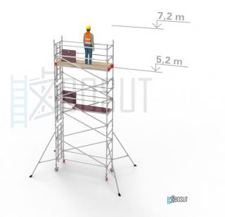 Hliníkové lešení Klasiko - výška 7,2 m (2,5 m x 0,85 m (d/š))