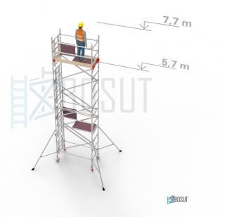 Hliníkové lešení Klasiko - výška 7,7 m (1,8 m x 0,85 m (d/š))