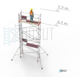 Hliníkové lešení Klasiko - výška 7,7 m (2,5 m x 0,85 m (d/š))