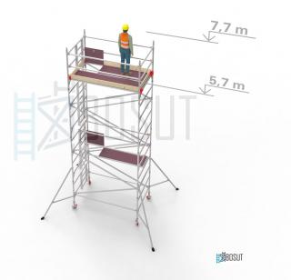 Hliníkové lešení Klasiko - výška 7,7 m (2,5 m x 1,45 m (d/š))