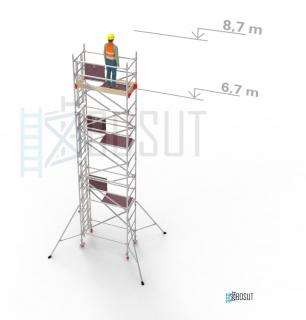 Hliníkové lešení Klasiko - výška 8,7 m (1,8 m x 0,85 m (d/š))