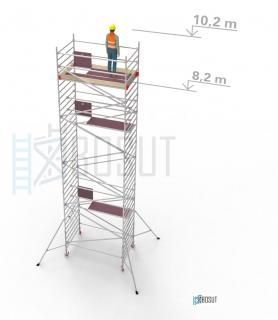 Hliníkové lešení Klimatek - výška 10,2 m (2,5 m x 1,45 m (d/š))